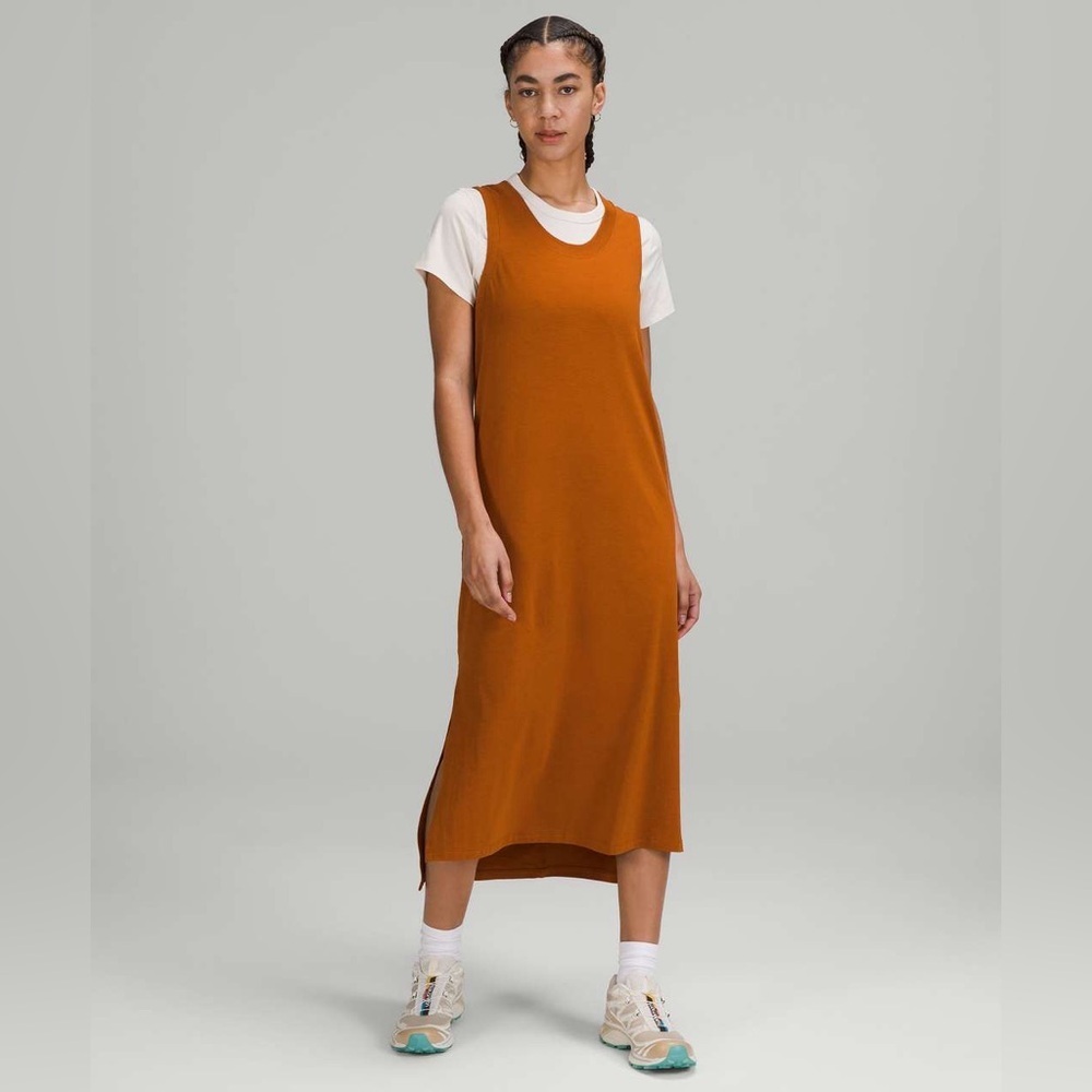 Lululemon All Yours Tank Maxi Dress Butternut Brown sleeveless cotton lounge